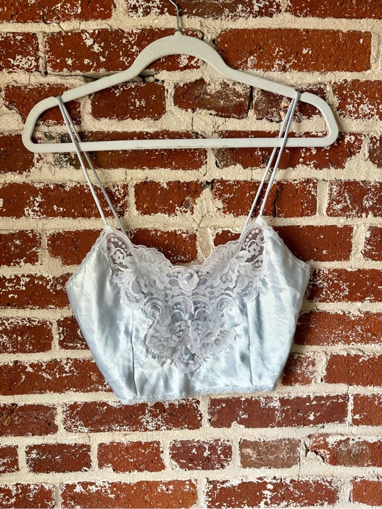 Vintage Other - 90s Vintage Indulgence lingerie light blue lingerie crop top w/ lace & buttons